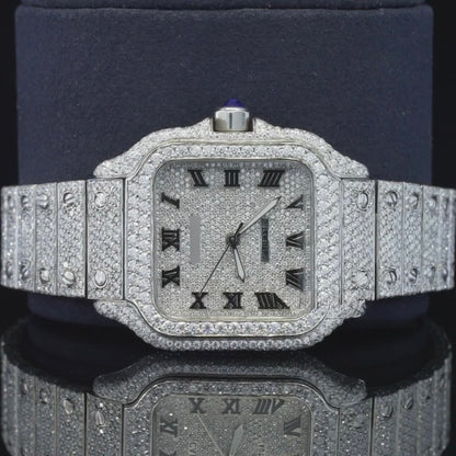 Casual Fully Iced Out Automatic Moissanite Men’s Watch