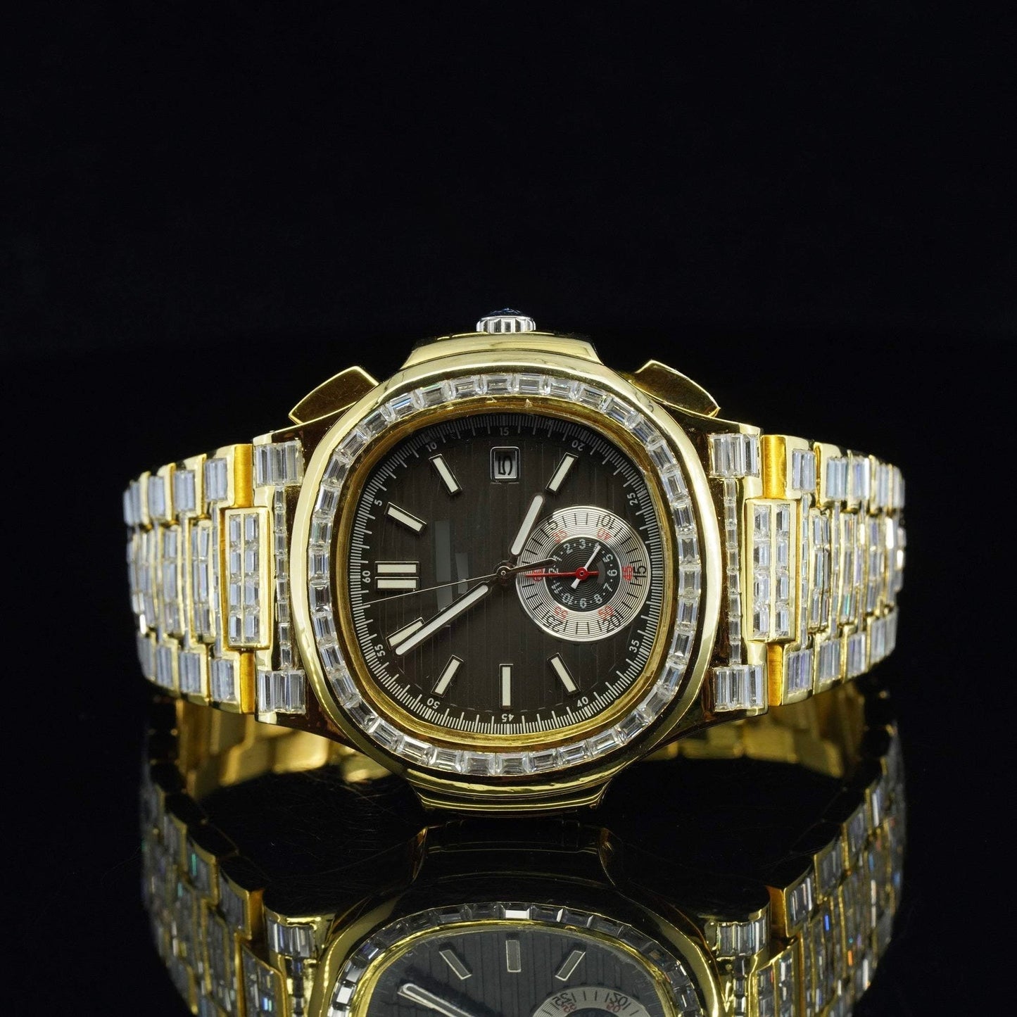 Iced Out Exceptional Moissanite Automatic Chronograph Waterproof Watch for Men