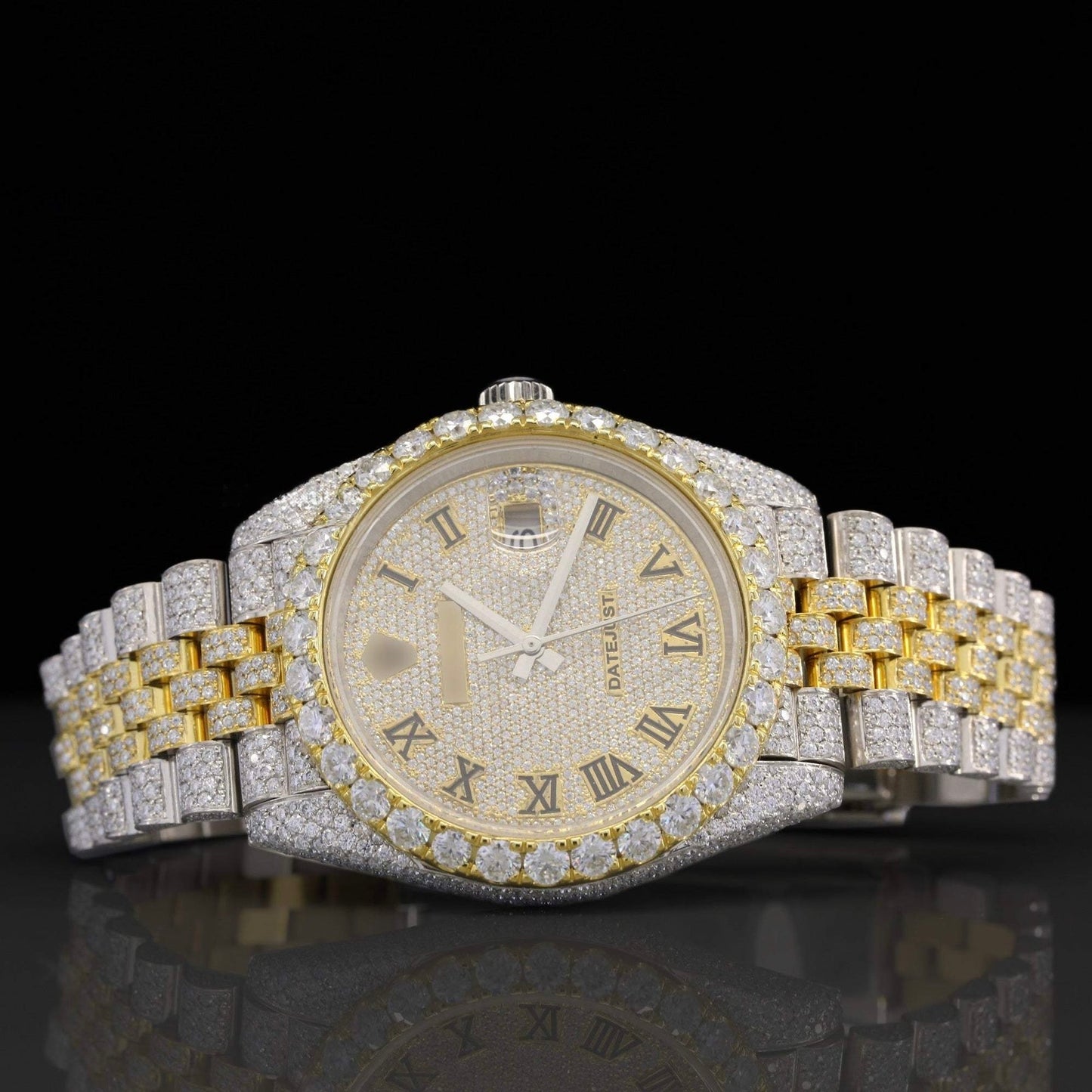 Two Tone Iced Out Jubilee Bracelet Automatic Moissanite Watch for Men