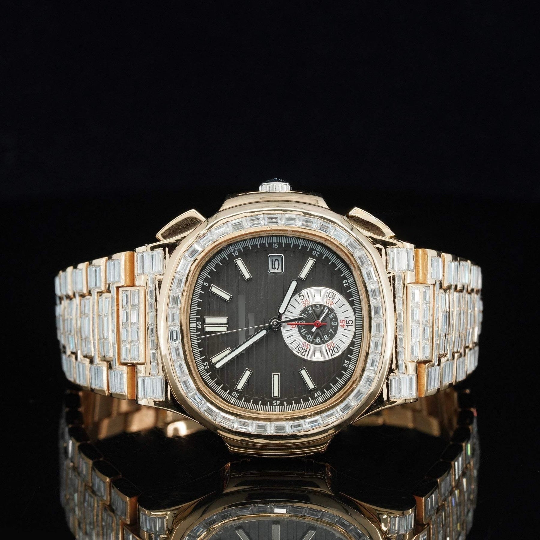 Iced Out Exceptional Moissanite Automatic Chronograph Waterproof Watch for Men