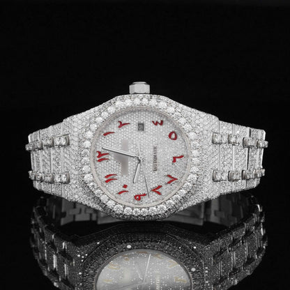 Fully Iced Out Classic Moissanite Automatic Movement Two Tone Watch
