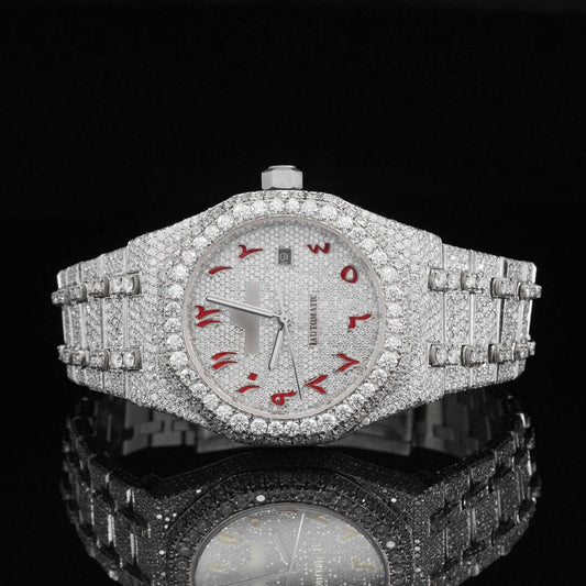 Fully Iced Out Classic Moissanite Automatic Movement Two Tone Watch