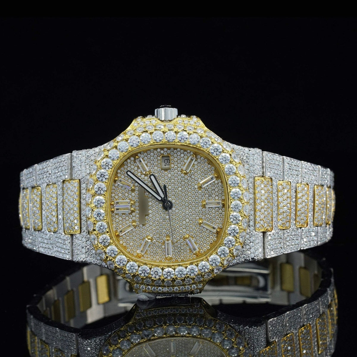 Classic Sapphire Crystal Iced Out Automatic Watch