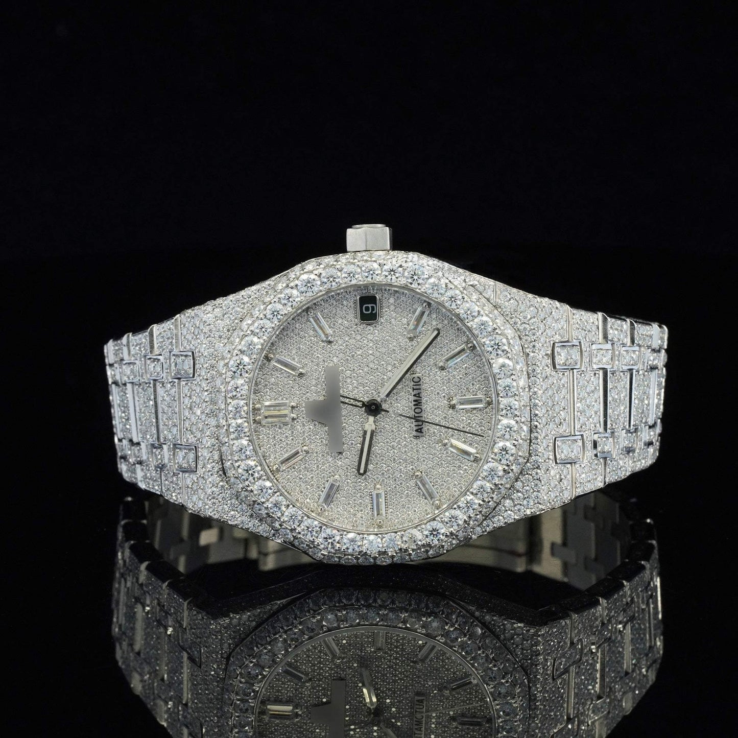Marvellous Moissanite Diamond Automatic Watch with Swiss Movement