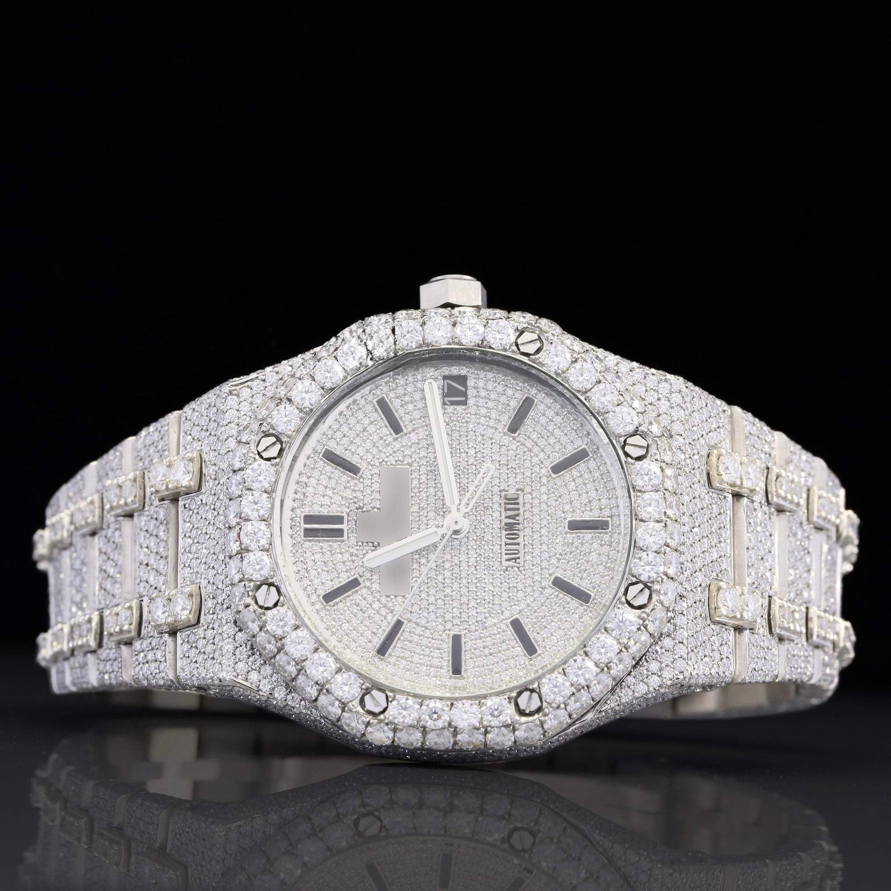 Royal Elegant Fully Iced Out Automatic Moissanite Diamond Wrist Watch for Men