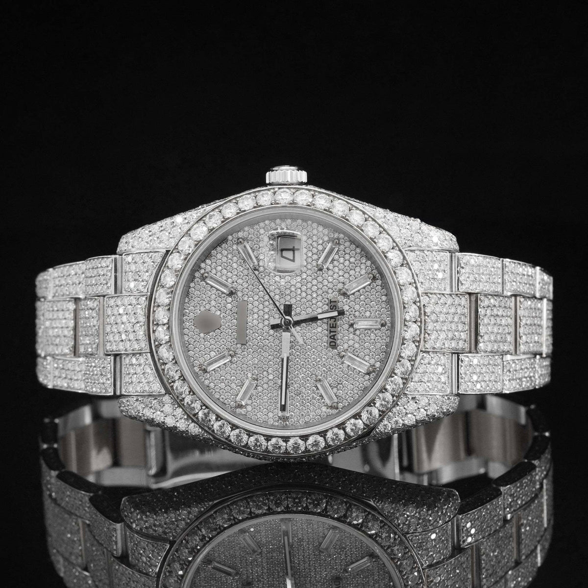 Iced Out Moissanite Diamond Embellished Analog Automatic Watch