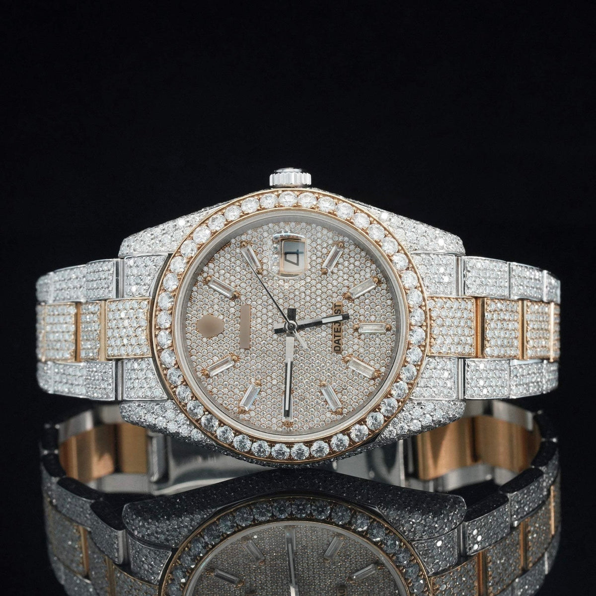 Iced Out Moissanite Diamond Embellished Analog Automatic Watch