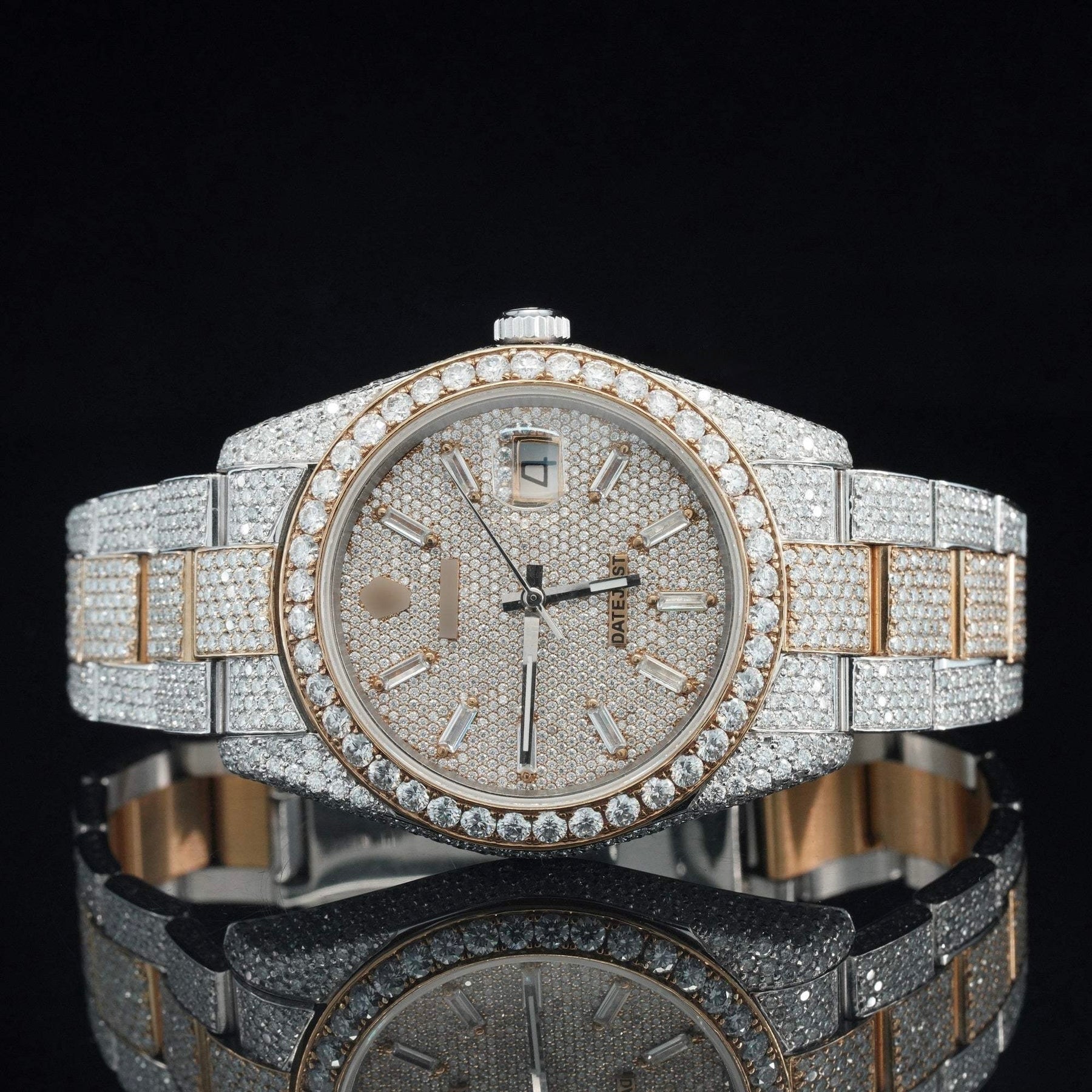 Iced Out Moissanite Diamond Embellished Analog Automatic Watch
