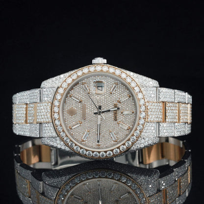 Iced Out Moissanite Diamond Embellished Analog Automatic Watch