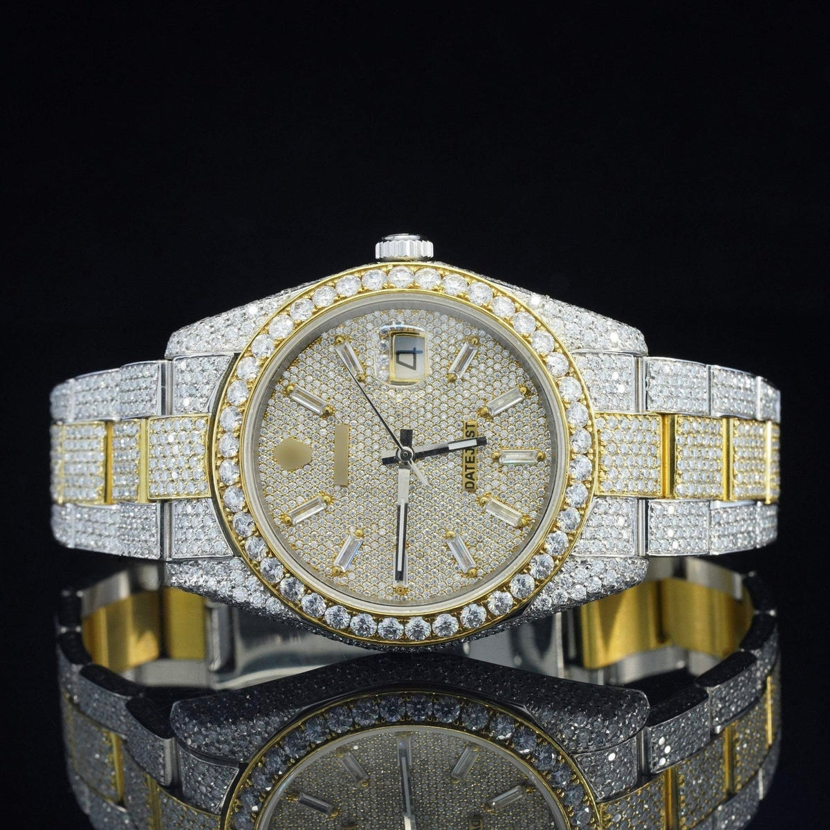 Iced Out Moissanite Diamond Embellished Analog Automatic Watch