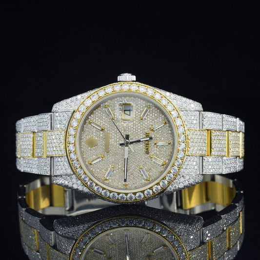 Iced Out Moissanite Diamond Embellished Analog Automatic Watch