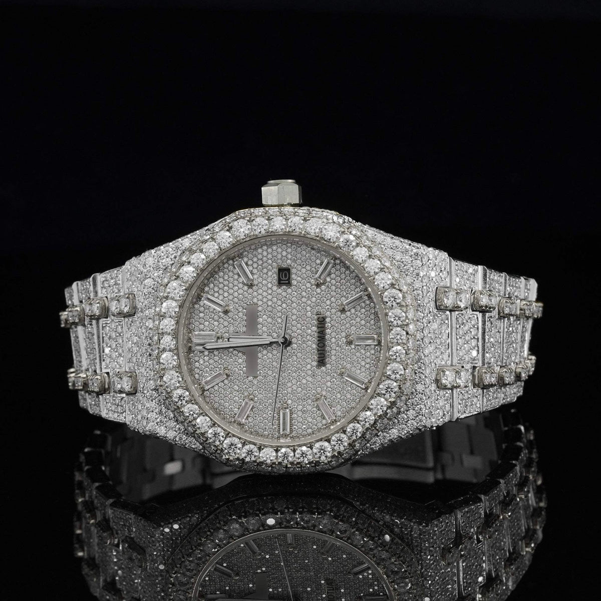 Moissanite Diamond Iced Out Automatic Wrist Watch for Men