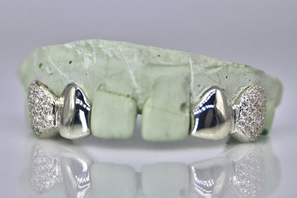 2 Teeth VVS Moissanite Diamond with Solid Ends Grillz