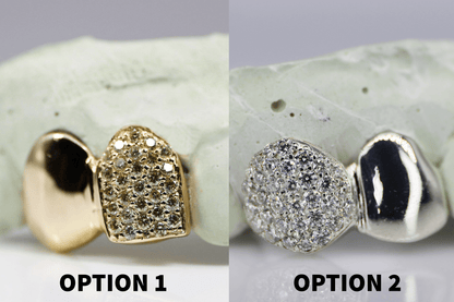 2 Teeth VVS Moissanite Diamond with Solid Ends Grillz