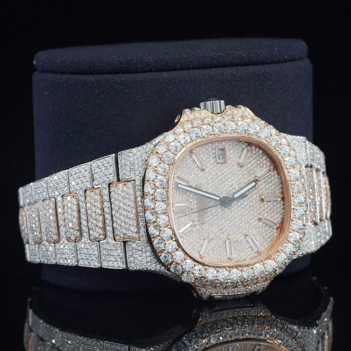 Classic Sapphire Crystal Iced Out Automatic Watch