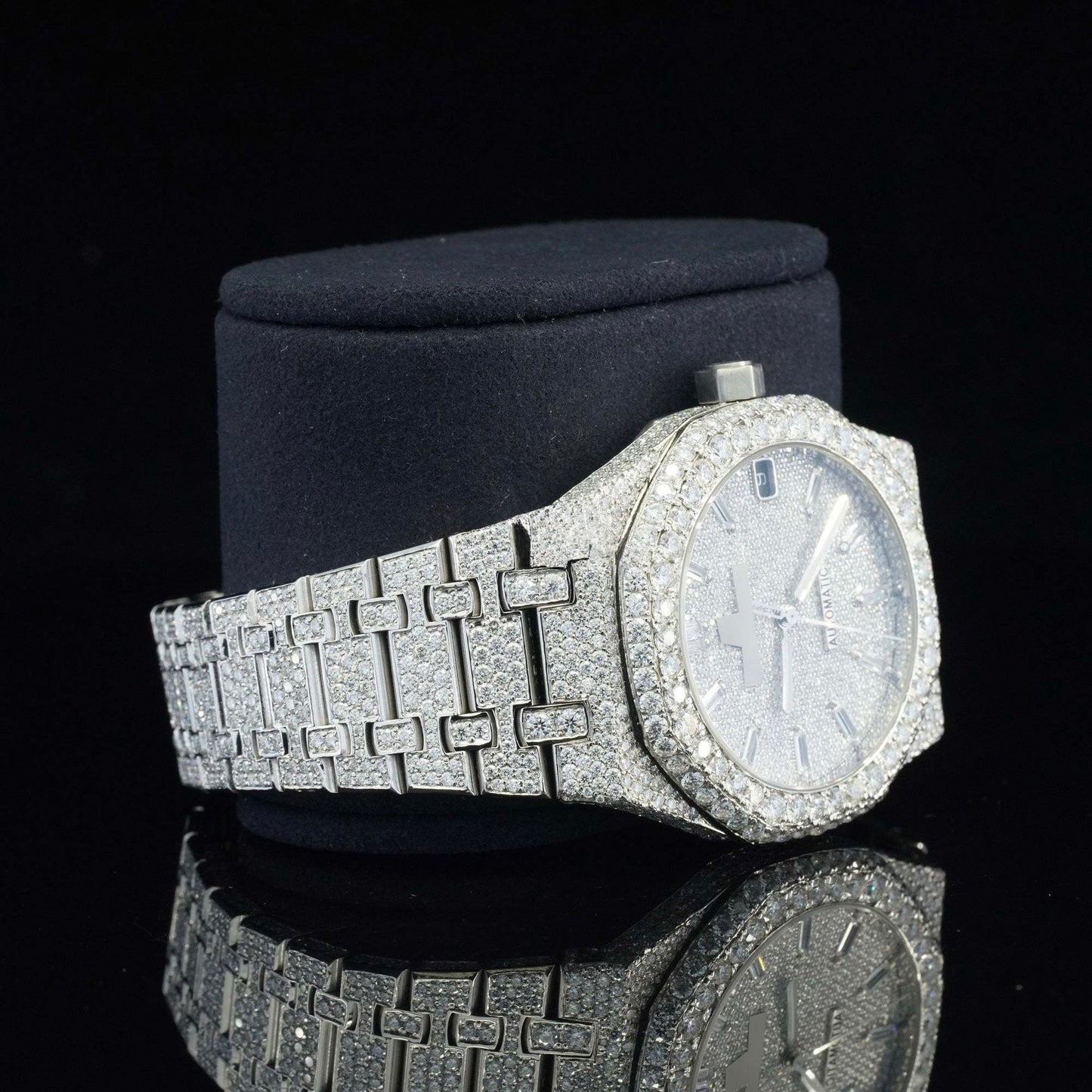 Marvellous Moissanite Diamond Automatic Watch with Swiss Movement