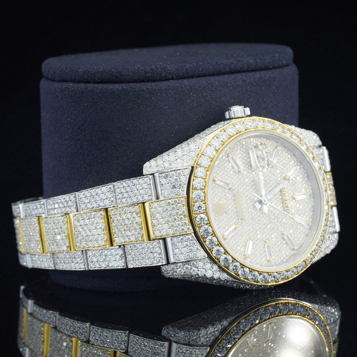 Iced Out Moissanite Diamond Embellished Analog Automatic Watch