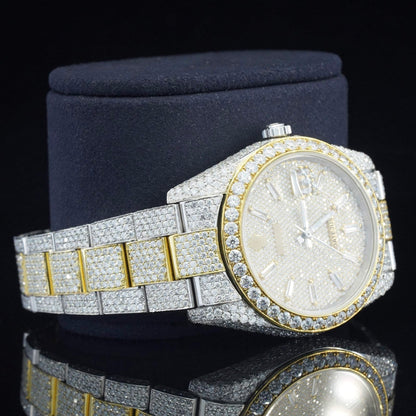 Iced Out Moissanite Diamond Embellished Analog Automatic Watch