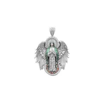 Luxury Blessed Mary Halo Winged Moissanite Pendant
