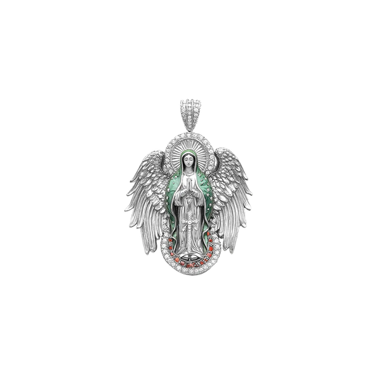 Luxury Blessed Mary Halo Winged Moissanite Pendant