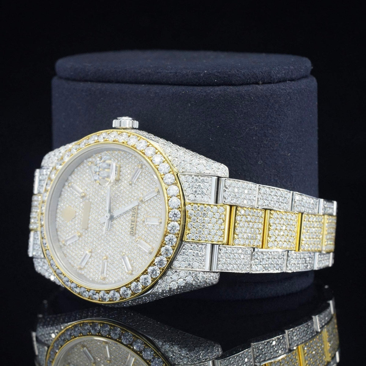 Iced Out Moissanite Diamond Embellished Analog Automatic Watch