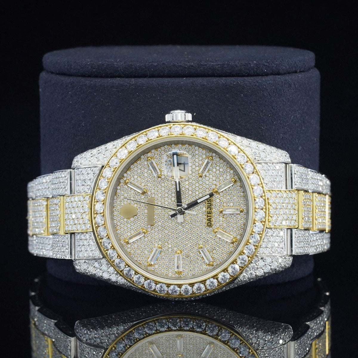 Iced Out Moissanite Diamond Embellished Analog Automatic Watch