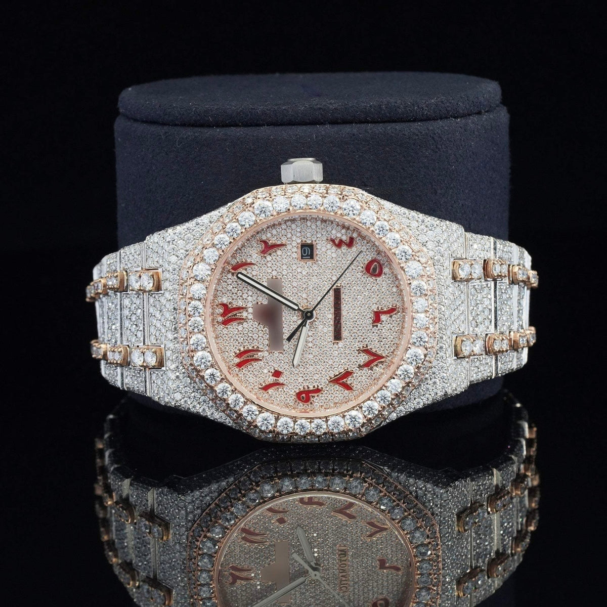 Fully Iced Out Classic Moissanite Automatic Movement Two Tone Watch
