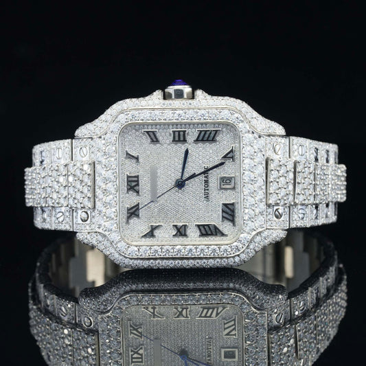 Brilliant Roman Number Moissanite Fully Iced Out Watch