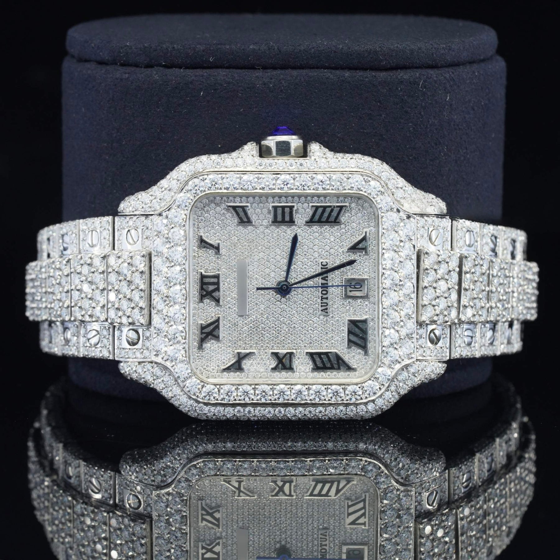 Brilliant Roman Number Moissanite Fully Iced Out Watch