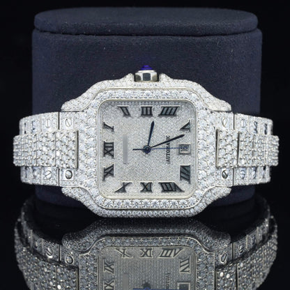 Brilliant Roman Number Moissanite Fully Iced Out Watch