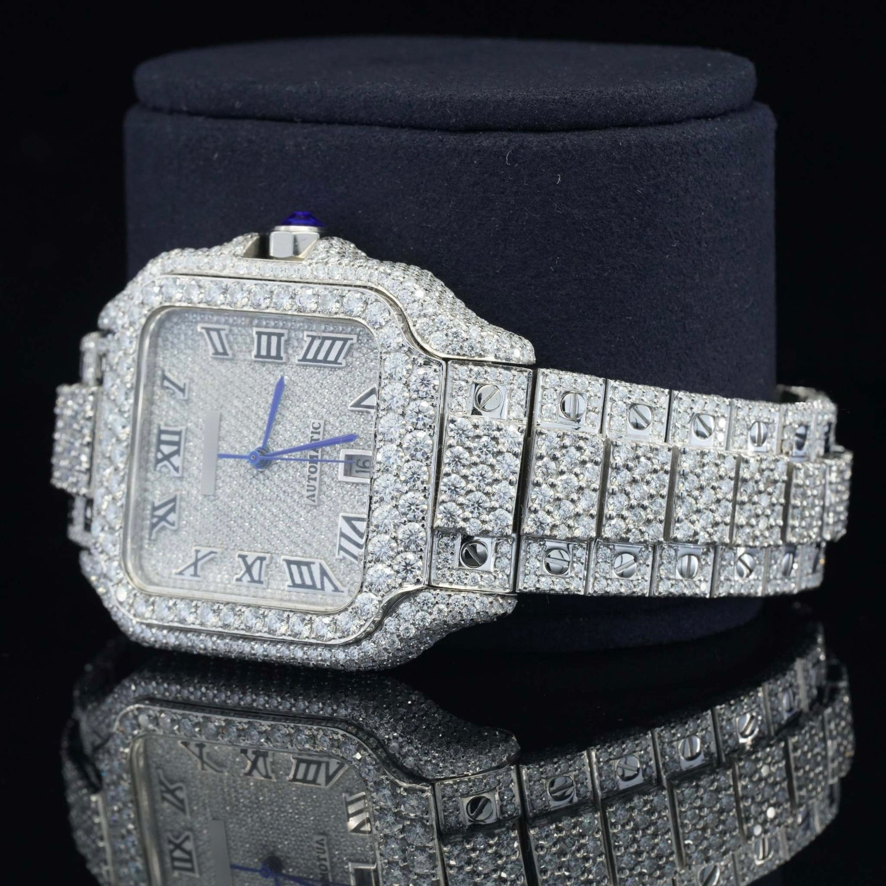 Brilliant Roman Number Moissanite Fully Iced Out Watch