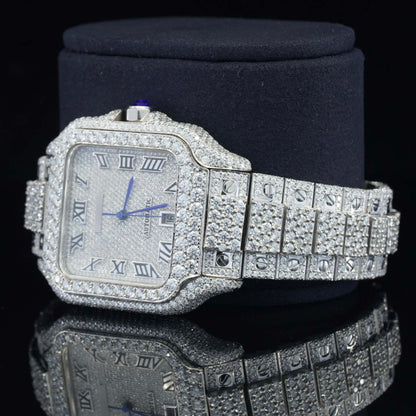 Brilliant Roman Number Moissanite Fully Iced Out Watch