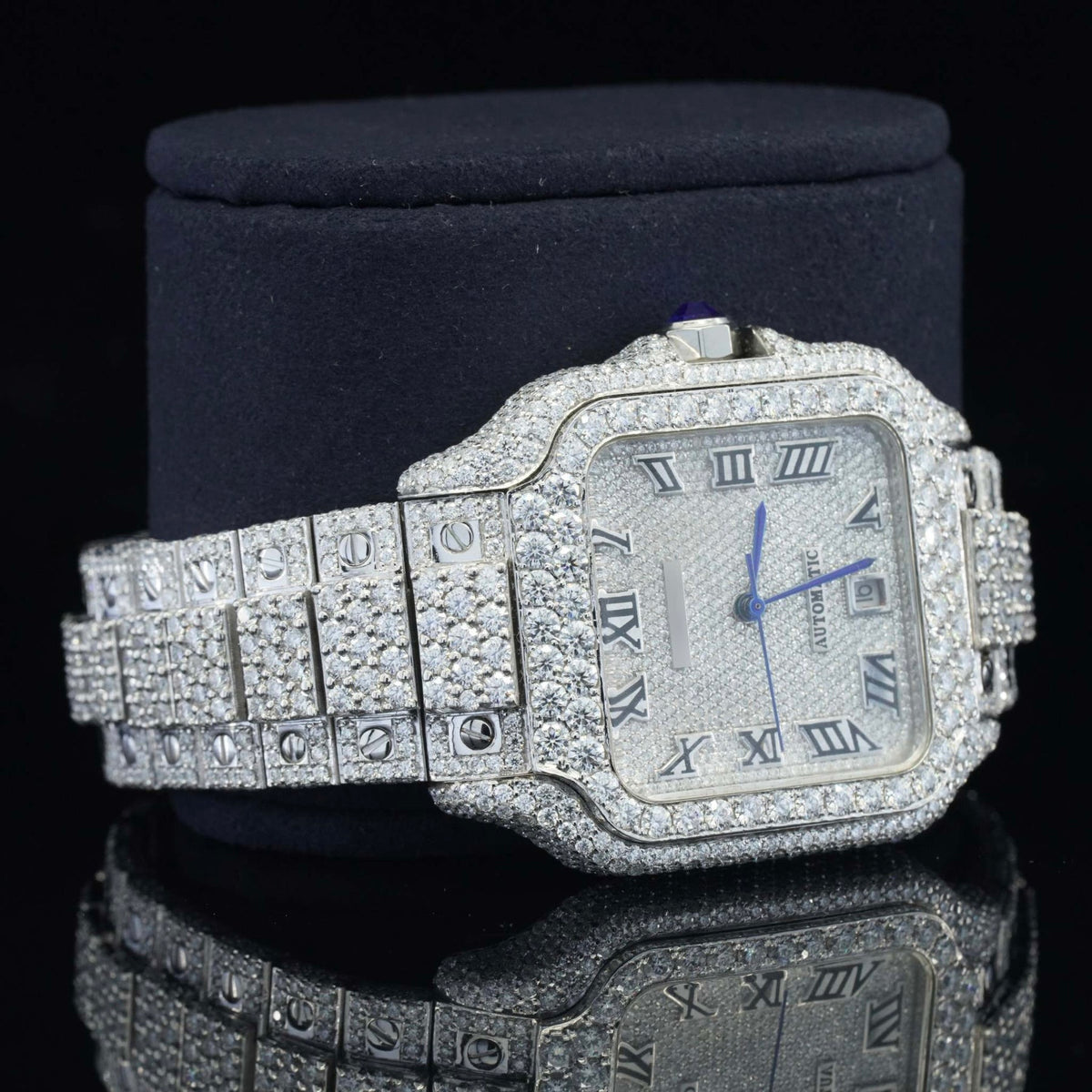 Brilliant Roman Number Moissanite Fully Iced Out Watch