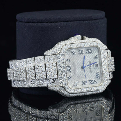 Brilliant Roman Number Moissanite Fully Iced Out Watch