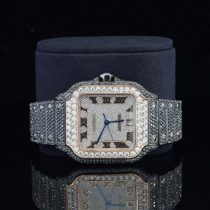 Jet Black Fantastic Fully Iced Out Moissanite Automatic Watch