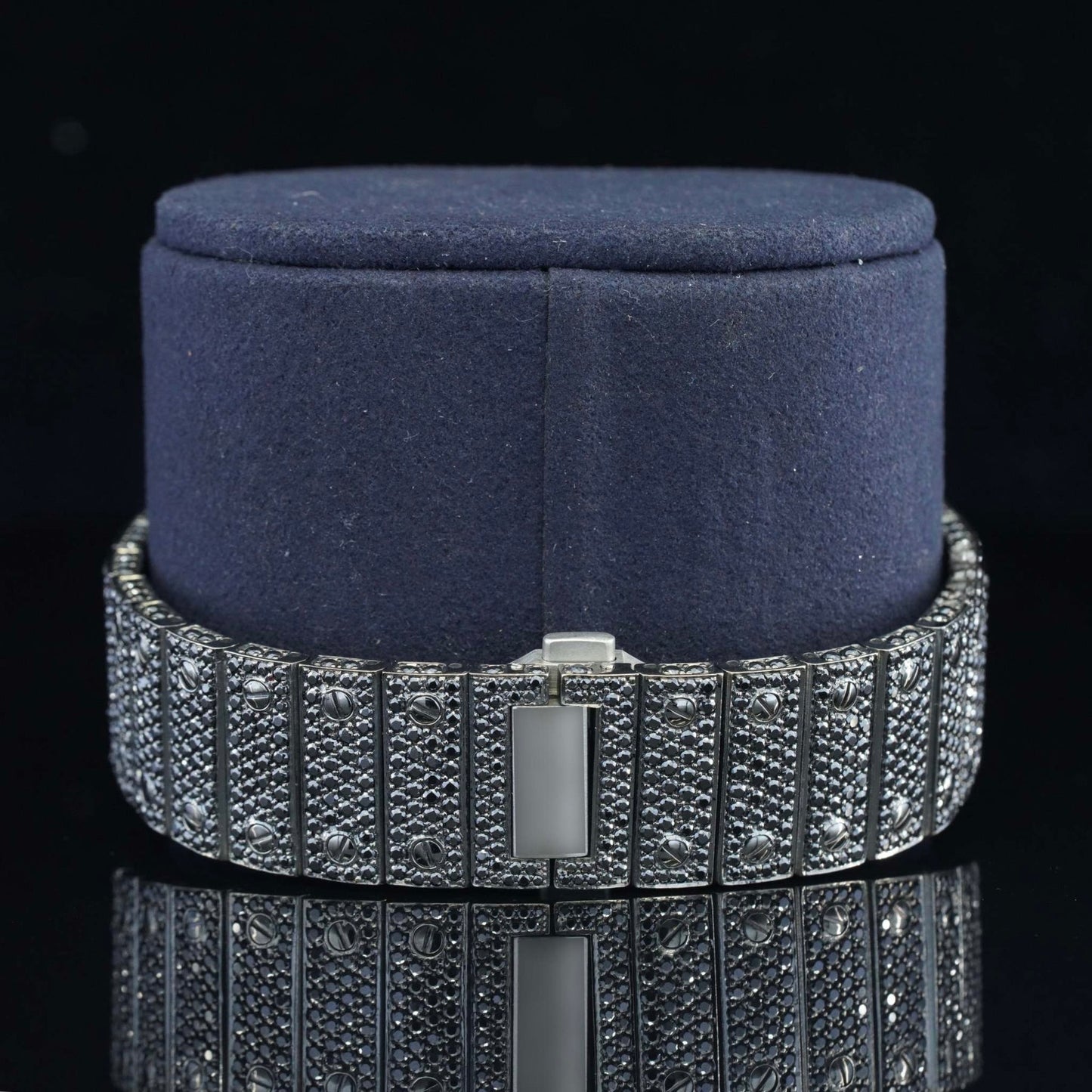 Jet Black Fantastic Fully Iced Out Moissanite Automatic Watch