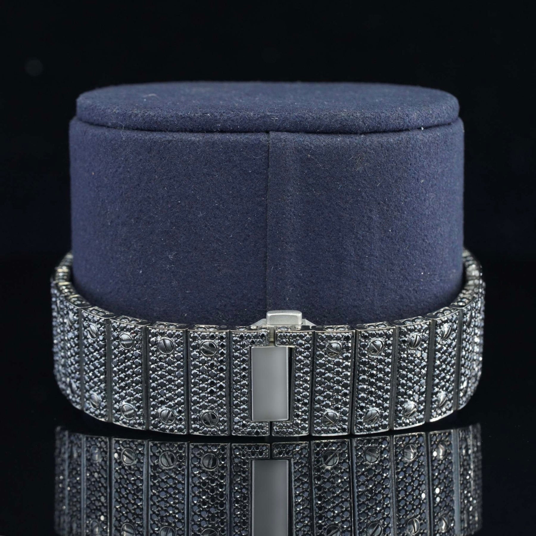 Jet Black Fantastic Fully Iced Out Moissanite Automatic Watch