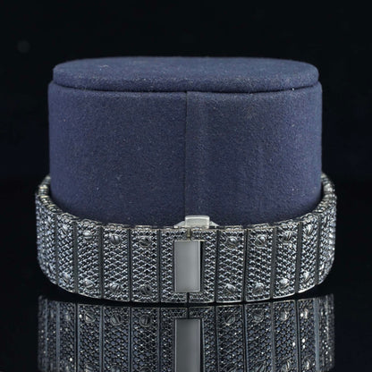 Jet Black Fantastic Fully Iced Out Moissanite Automatic Watch