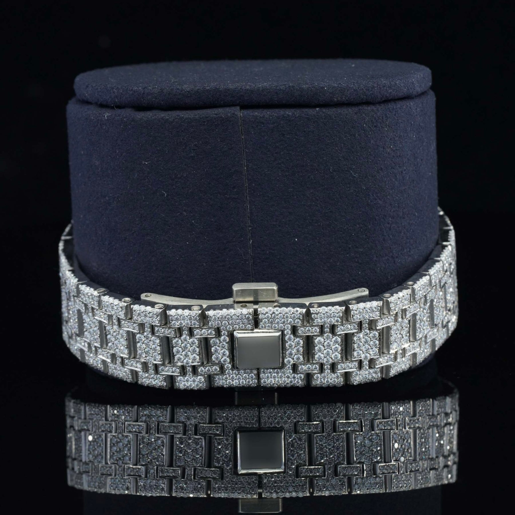 Blue Dial Awesome Iced Out Moissanite Watch for Men