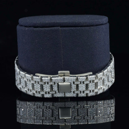 Blue Dial Awesome Iced Out Moissanite Watch for Men