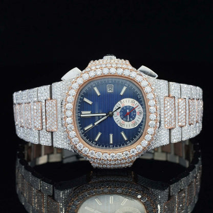 Two Tone Moissanite Business Style Automatic Wrist Watch