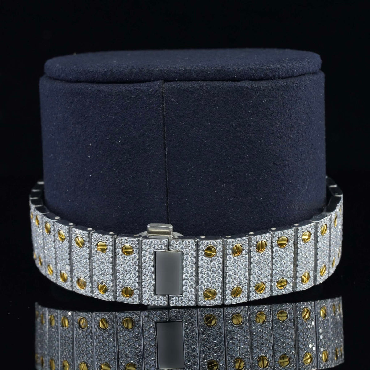 Vintage Style Fully Iced Out Diamond Moissanite Automatic Wrist Watch