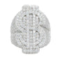 Fully Iced Dollar Sign VVS Moissanite Diamond Ring