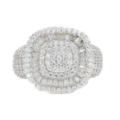 Raised Baguette Square VVS Moissanite Diamond Ring