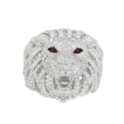FULLY ICED Baguette LION VVS Moissanite Diamond Ring