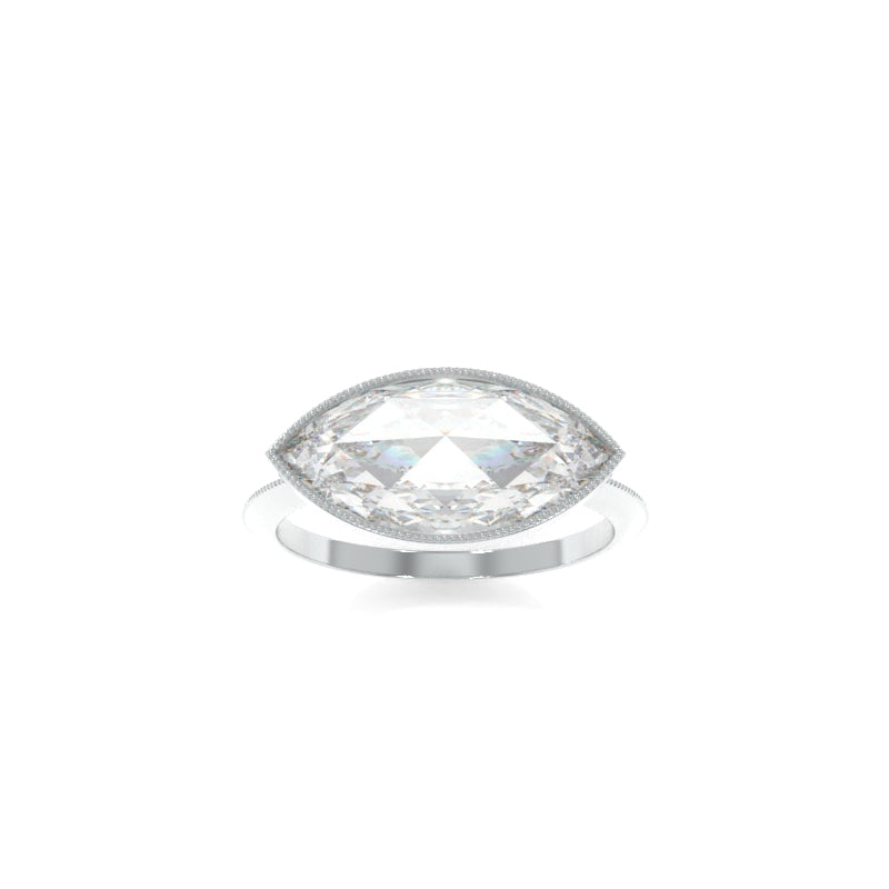 Florence Ring - 14x7mm Rose Cut Marquise TTG Moissanite