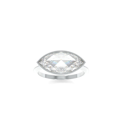 Florence Ring - 14x7mm Rose Cut Marquise TTG Moissanite