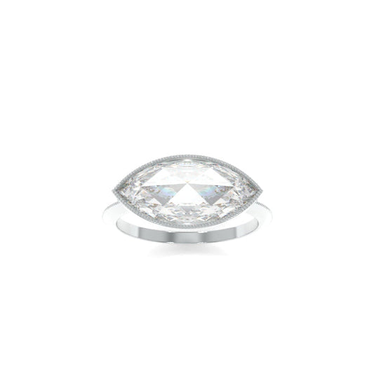 Florence Ring - 14x7mm Rose Cut Marquise TTG Moissanite