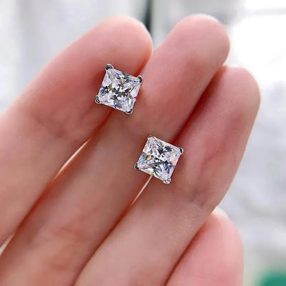 Princess Cut VVS Moissanite Diamond Stud Earrings