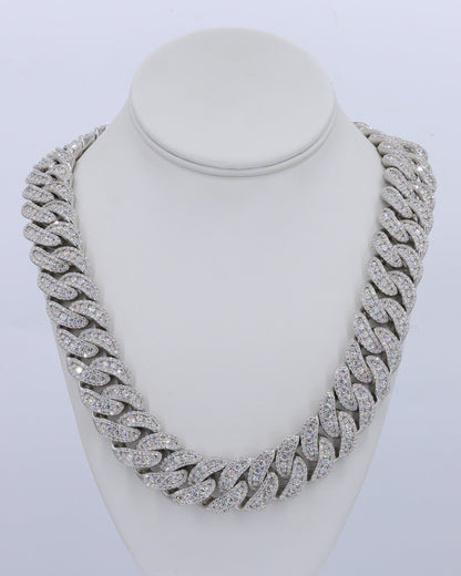 20MM Honeymoon Set VVS Moissanite Cuban Chain 24 Inch